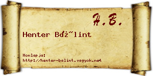 Henter Bálint névjegykártya